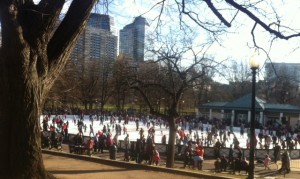 Ice skating in the cold weather